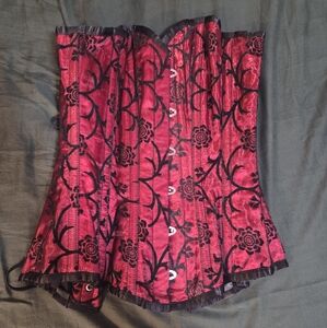 Elegant Red and Black Lace Corset